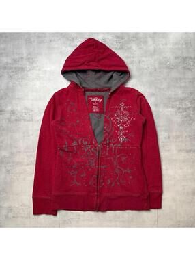 Y2K Vanity Grunge Red Zip Up Hoodie Jacket